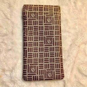 Anne Klein Travel Pouch Phone Case Brown Tan Monogram 7.5” x 5” Magnetic